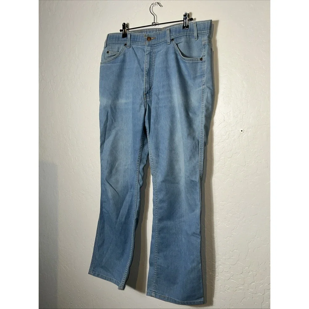 Vintage 80s Mens LEVIS Light Blue Jeans 38x30 Brown Tab Original Riveted ✅ (273)
